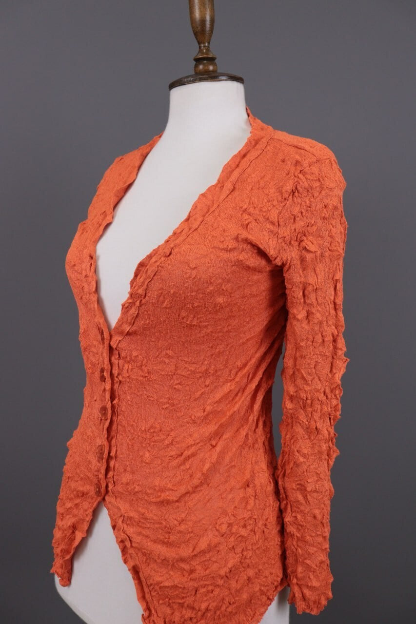Aventures des Toiles Orange Button Down Long Sleeve Blouse Shirt – Size 38 / S