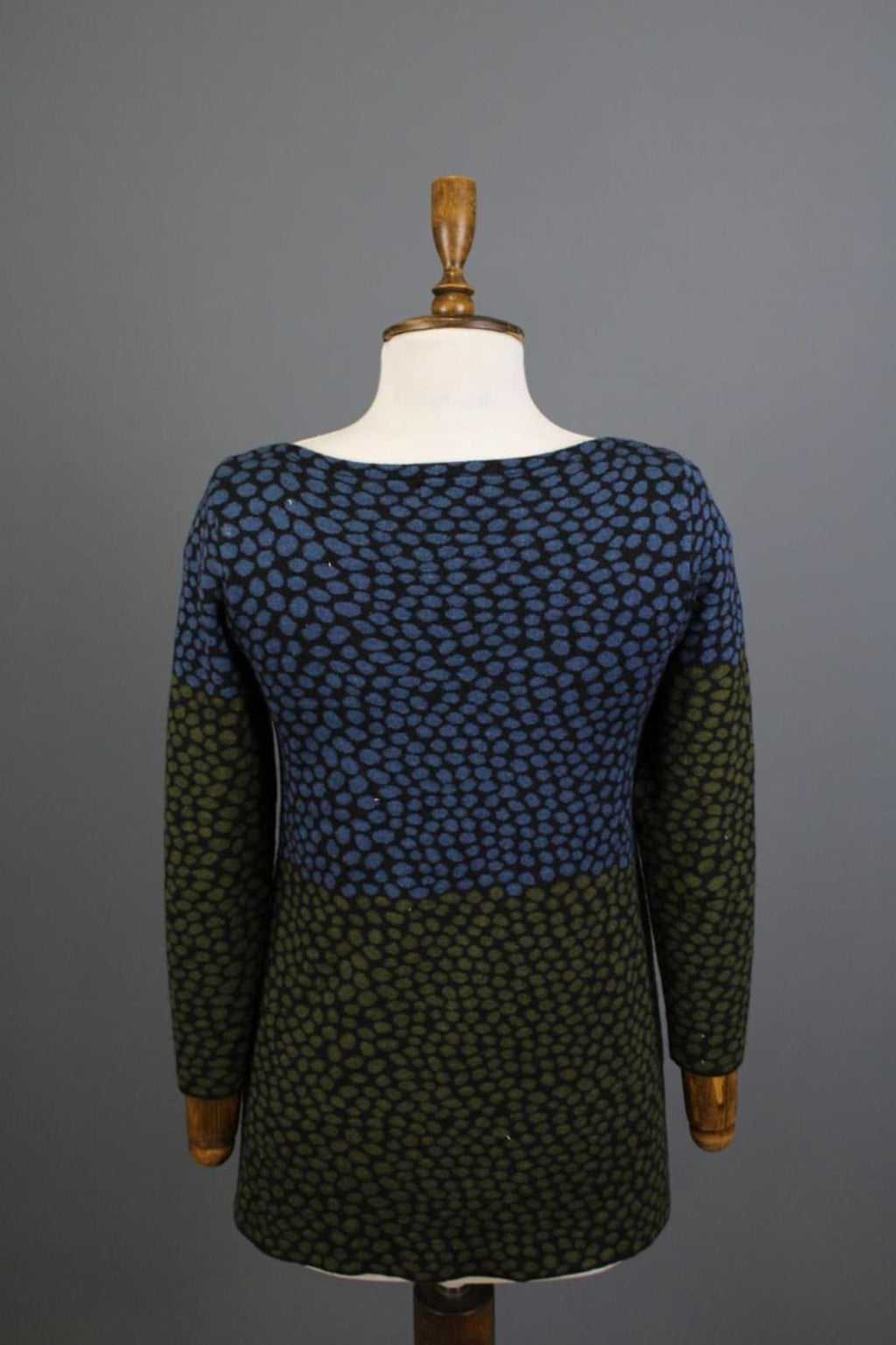 OLEANA ESPELAND Multicolor Printed Silk Wool Knit Tunic Pullover Sweater – Size XS