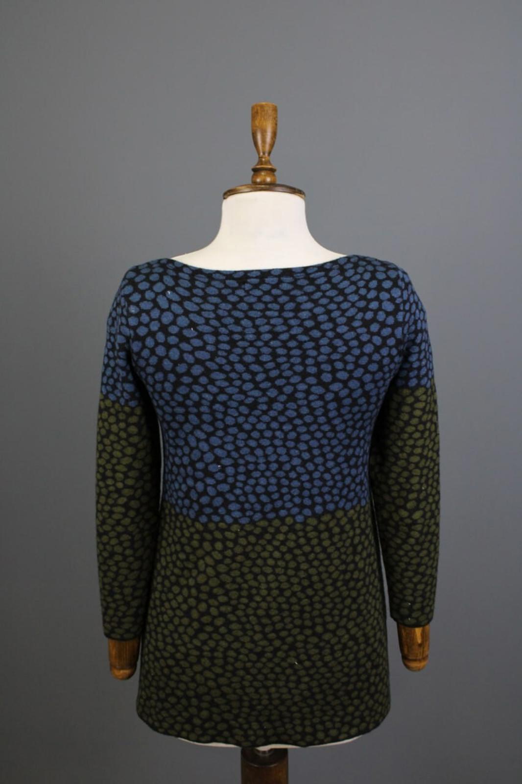 OLEANA ESPELAND Multicolor Printed Silk Wool Knit Tunic Pullover Sweater – Size XS