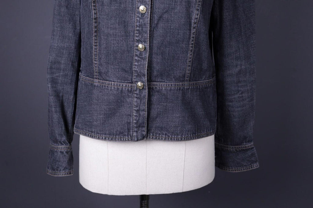 ESCADA Blue Denim Drawstring Lightweight Blazer Jacket – Size M