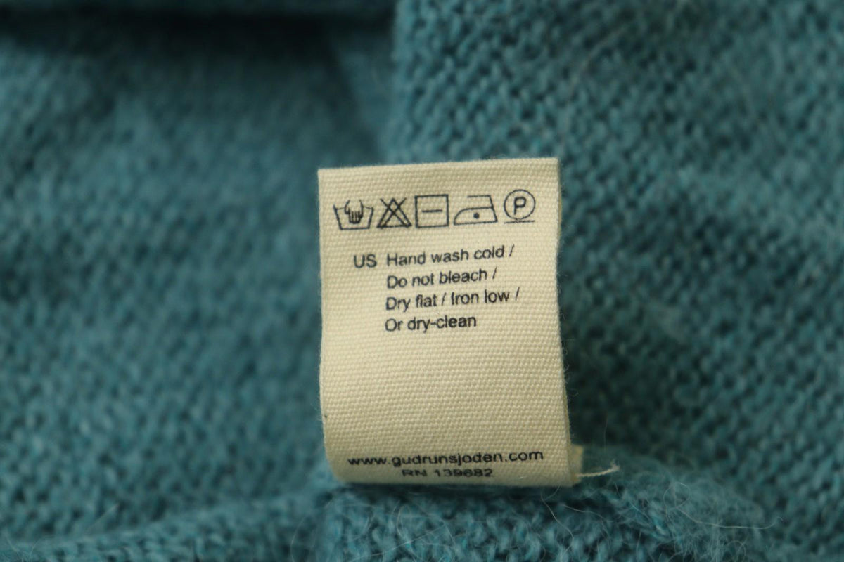 GUDRUN SJODEN Blue Tight Knit Casual Long Sleeve V-Neck Pullover Sweater – Size M
