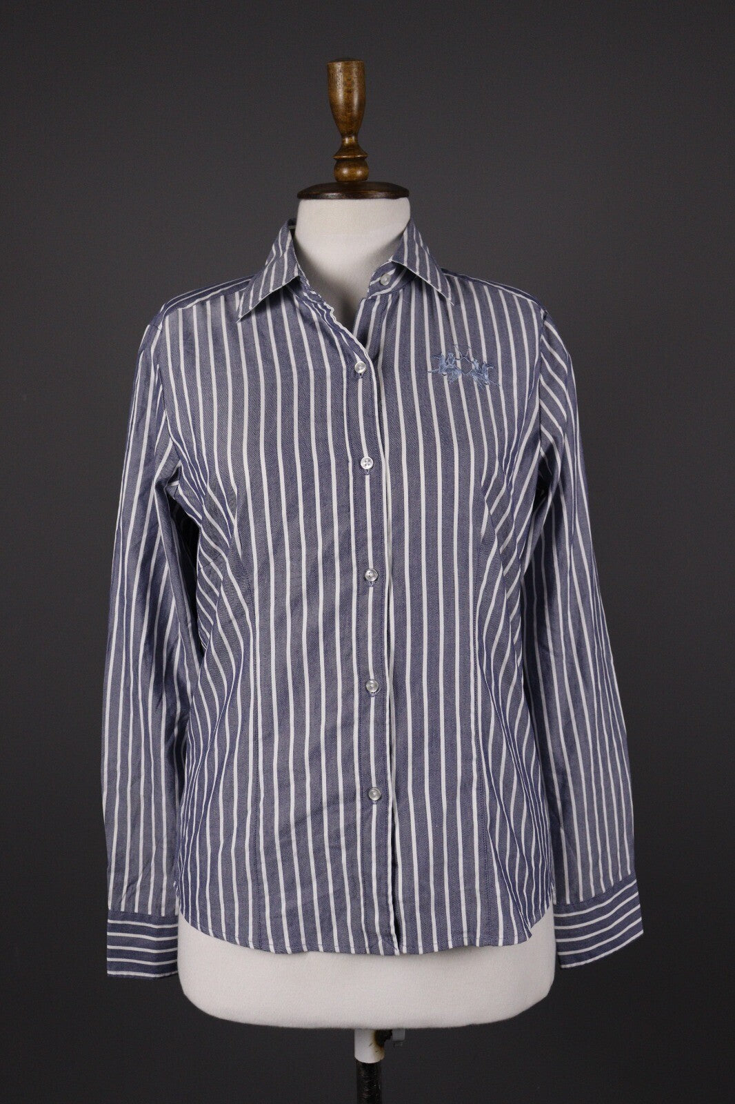 La Martina Blue Stripe Long Sleeve Button Blouse Shirt – Size M