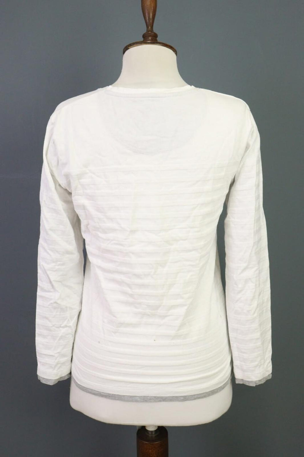 BURBERRY BLACK LABEL Blouse Shirt White Ribbed Long Sleeve – Size 2