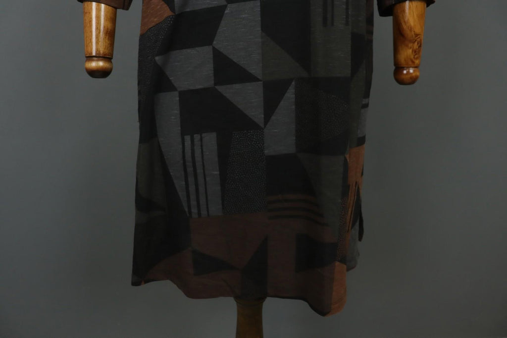 GUDRUN SJODEN Multi Geometric Cotton Casual Long Sleeve Shift Dress – Size S
