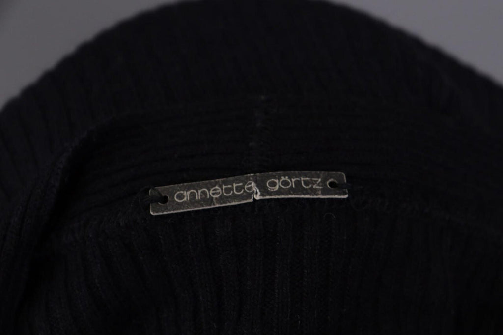 ANNETTE GORTZ Black Ribbed Cashmere Knit Cardigan Sweater – Size L
