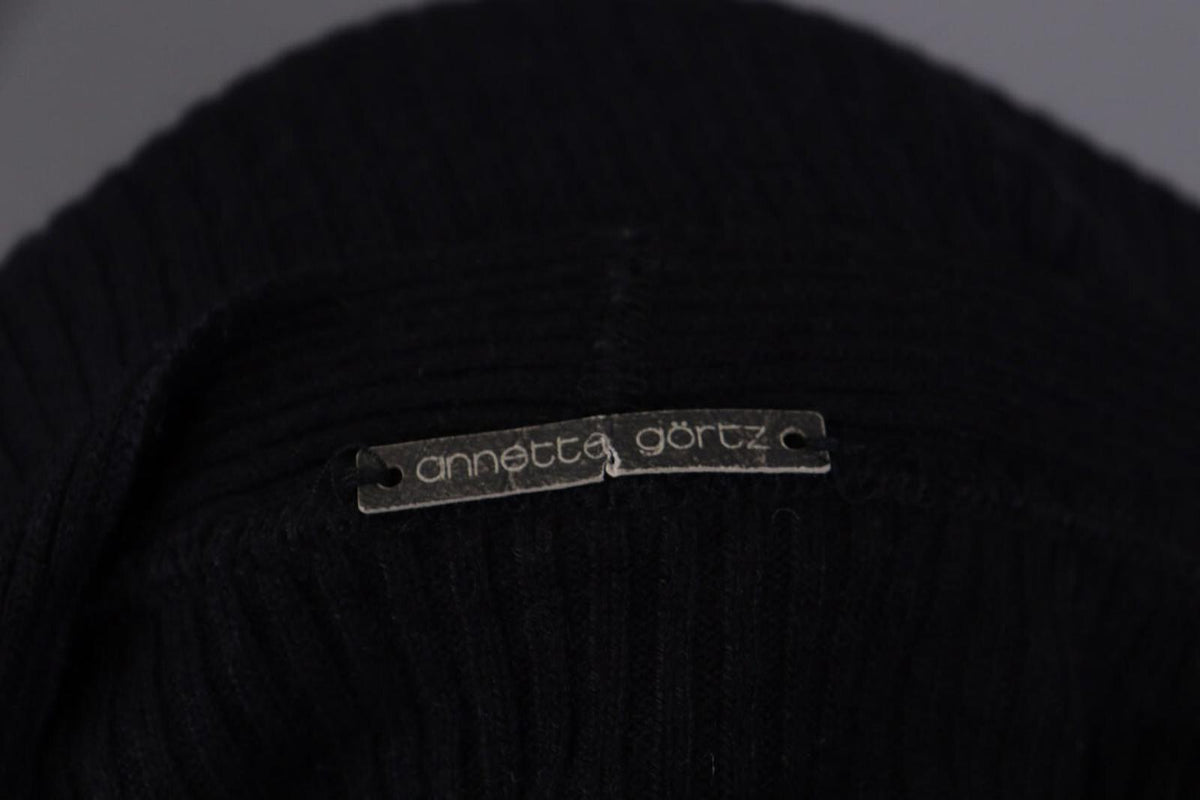 ANNETTE GORTZ Black Ribbed Cashmere Knit Cardigan Sweater – Size L
