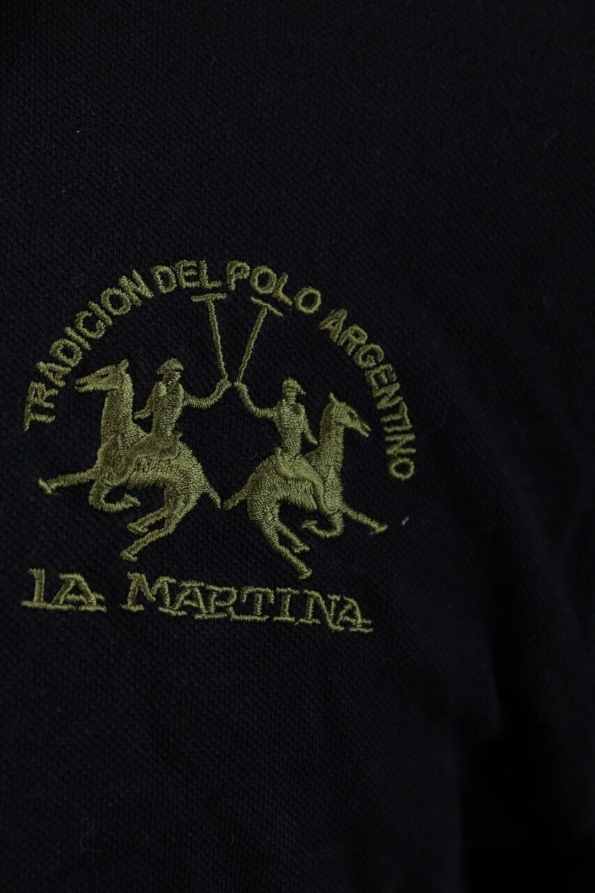 La Martina Buenos Aires #4 Black Long Sleeve Rugby Polo Shirt – Size XXL