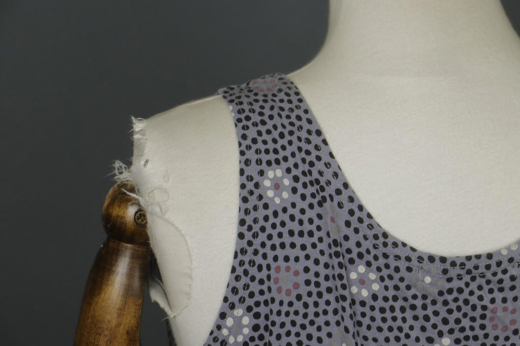 GUDRUN SJODEN Gray Modal Floral Polka Dot Sleeveless Round Neck Tank Dress Sz L