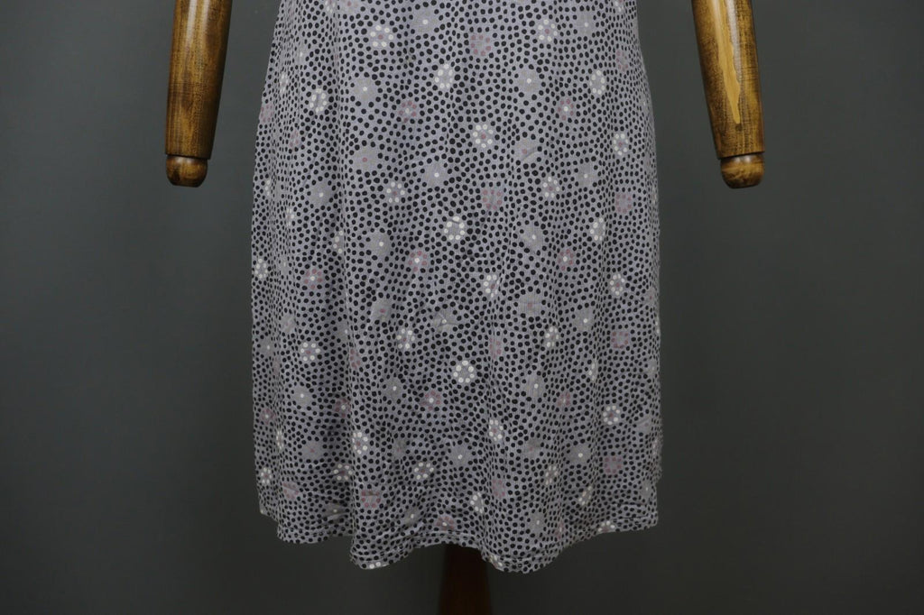GUDRUN SJODEN Gray Modal Floral Polka Dot Sleeveless Round Neck Tank Dress Sz L
