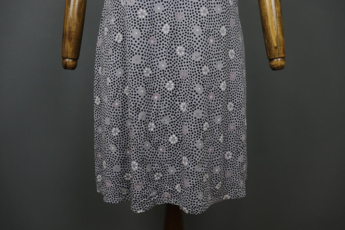 GUDRUN SJODEN Gray Modal Floral Polka Dot Sleeveless Round Neck Tank Dress Sz L