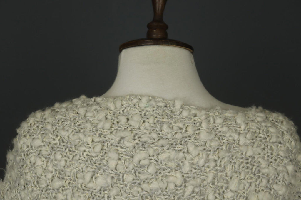 BARBARA SPEER Ivory Textured Knit Long Sleeve Round Neck Pullover Sweater M/L