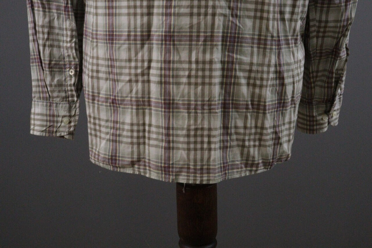 Etro Milano Beige Check Long Sleeve Button Down Shirt – Size XL