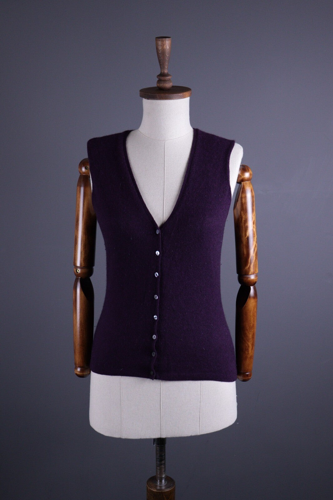 Brora Purple Wool Knit Vest Cardigan Sweater – Size S