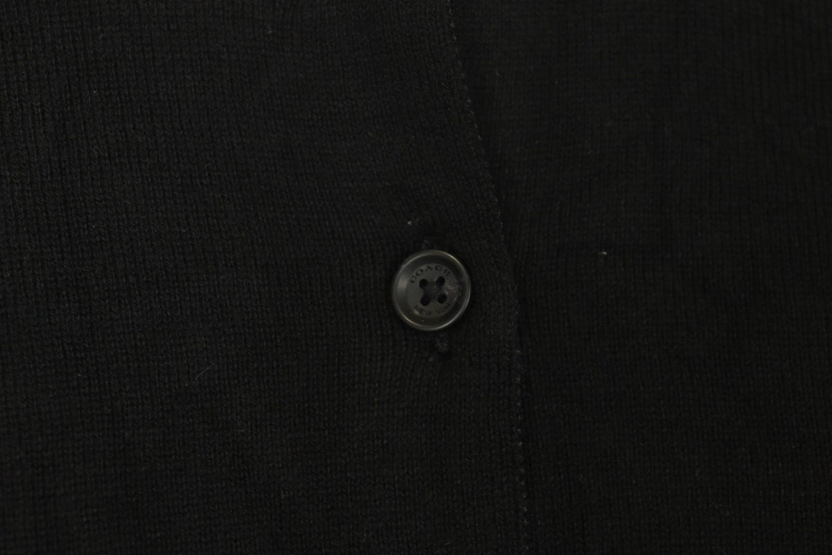 COACH Black Viscose Blend Raglan Sleeve Button Front Cardigan Sweater – Size S