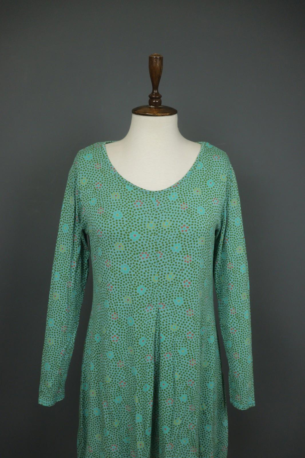 GUDRUN SJODEN Green Polka Dot V-Neck Long Sleeve Pullover Sheath Dress – Size M