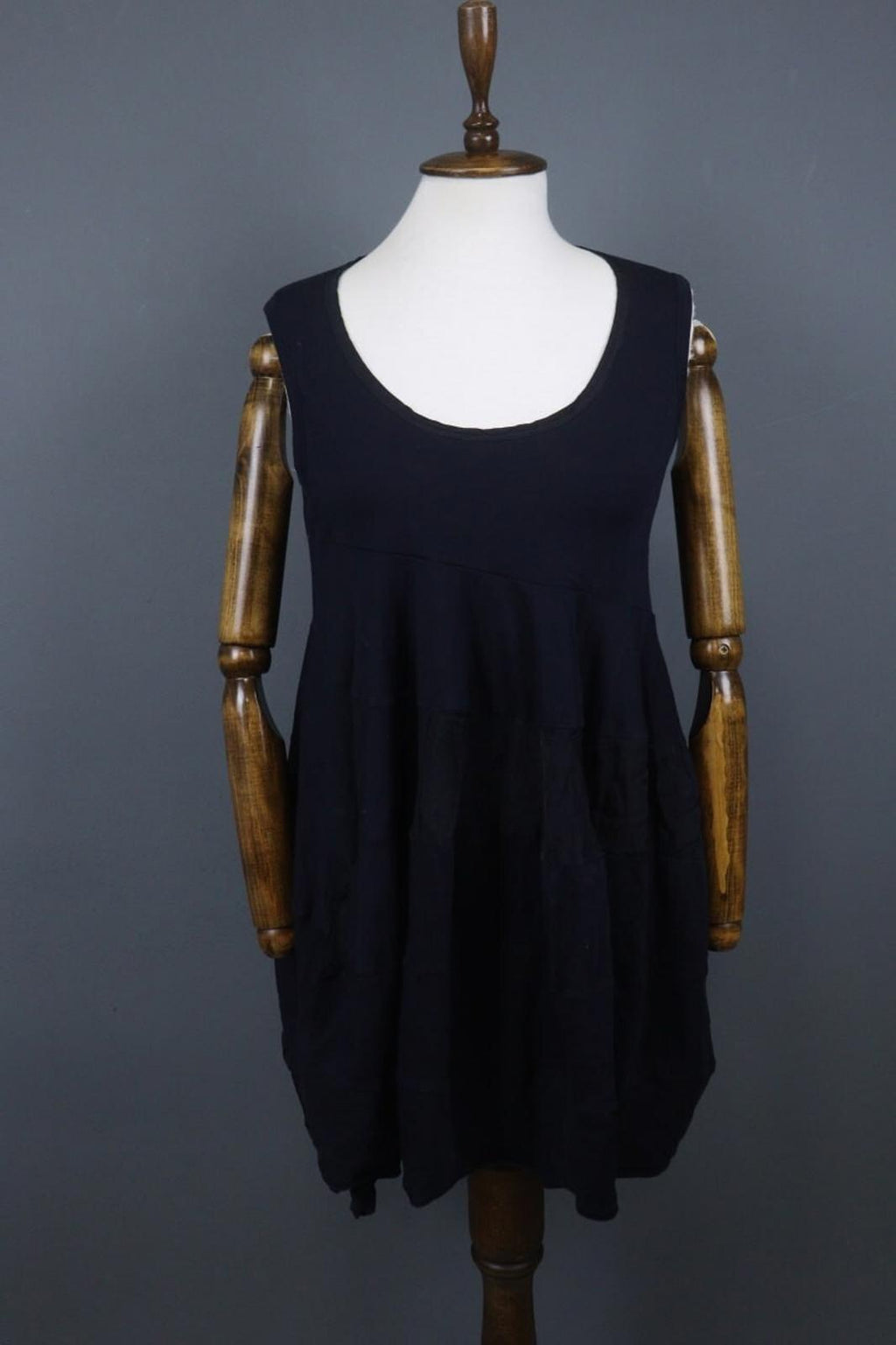 HIGH USE Navy Cotton Scoop Neck Sleeveless Casual Wide Strap Tank Dress – Size M