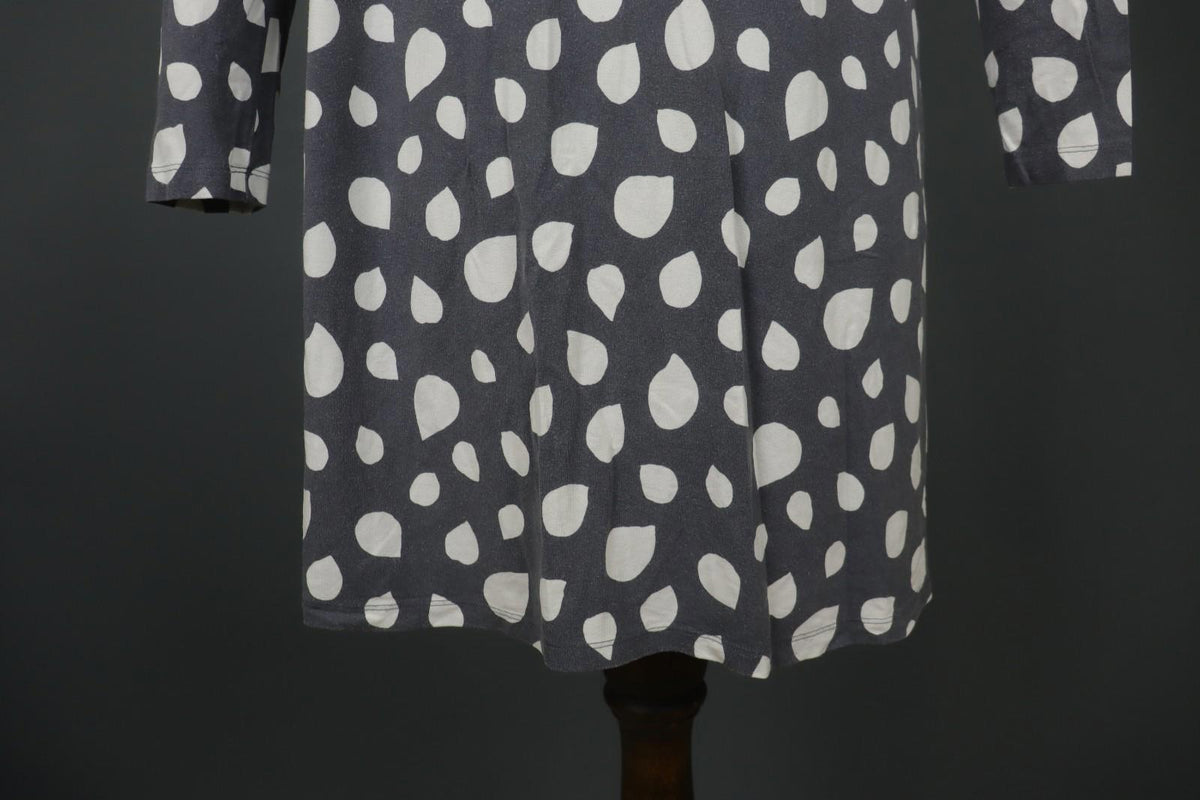 MARIMEKKO Gray White Polka Dot Viscose Long Sleeve Pullover Shift Dress – Size M
