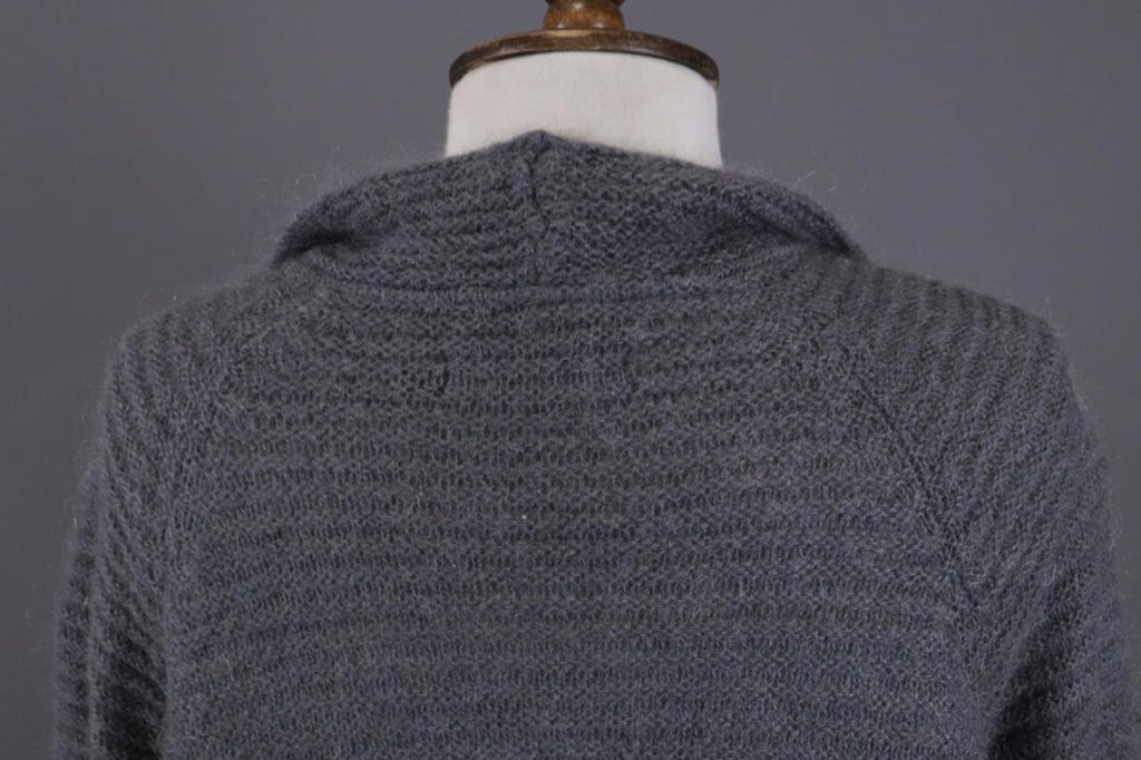 GUDRUN SJODEN Gray Ribbed Mohair Wool Cape Wrape Cardigan Sweater – Size XL