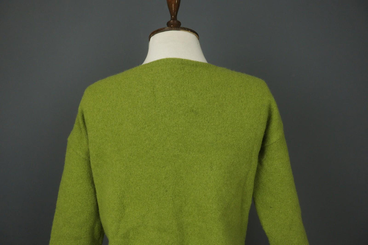 GUDRUN SJODEN Green 100% Wool Tight Knitted Crew Neck Pullover Sweater – Size L