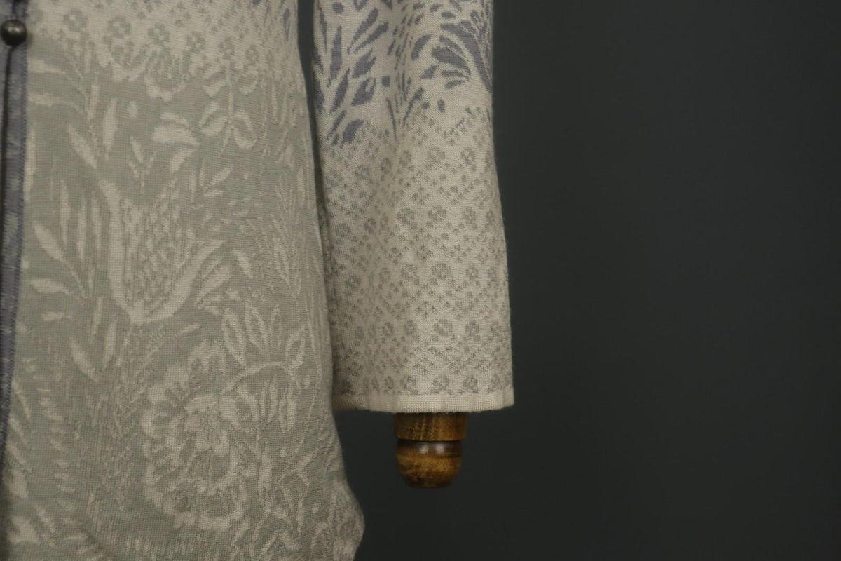 GUDRUN SJODEN Multi Floral Wool Knitted Round Neck Button Front Cardigan – Size S
