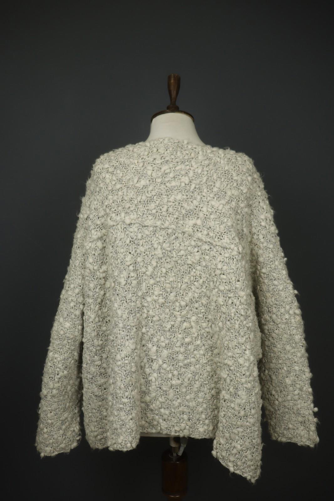 BARBARA SPEER Ivory Textured Knit Long Sleeve Round Neck Pullover Sweater M/L