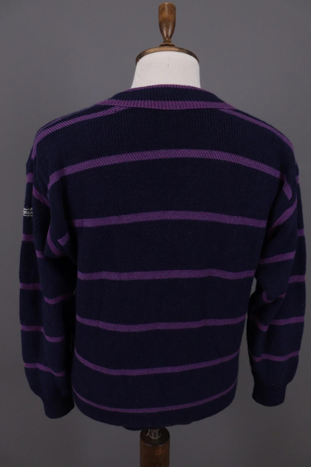 CHAWO from DALE OF NORWAY Blue Striped Wool V-Neck Sweater – Size M Vintage