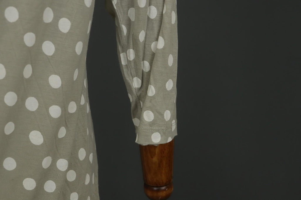GUDRUN SJODEN Gray Polka Dot Lyocell Long Sleeve Round Neck Blouse Top – Size L