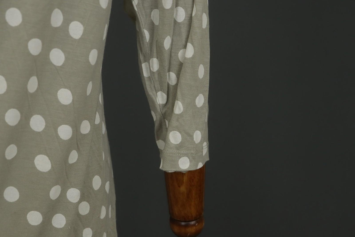 GUDRUN SJODEN Gray Polka Dot Lyocell Long Sleeve Round Neck Blouse Top – Size L