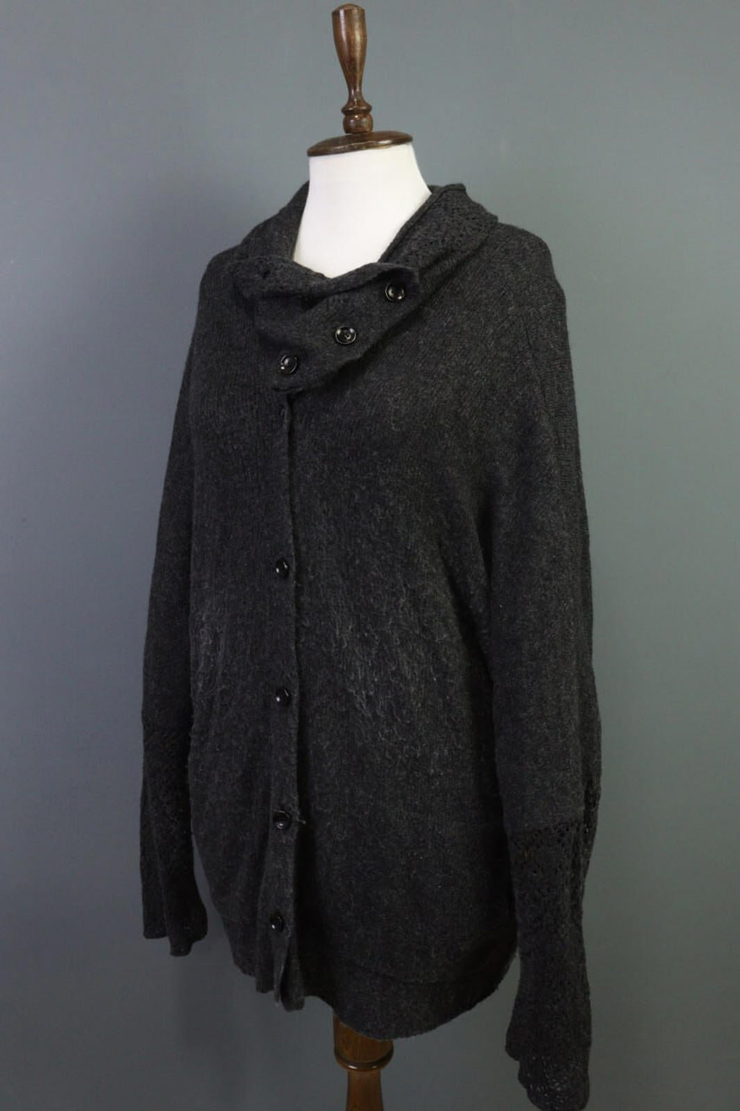 OSKA Gray Lagenlook Obersized Wool Mohair Angora Cardigan Sweater