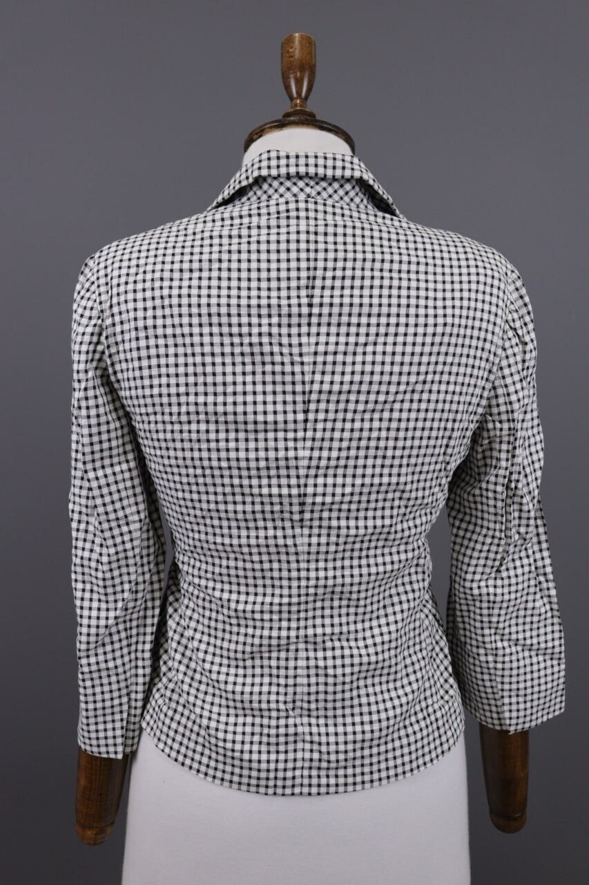 Max Mara White & Black 3/4 Sleeve Check Blazer Jacket – Size I 40 / USA 6