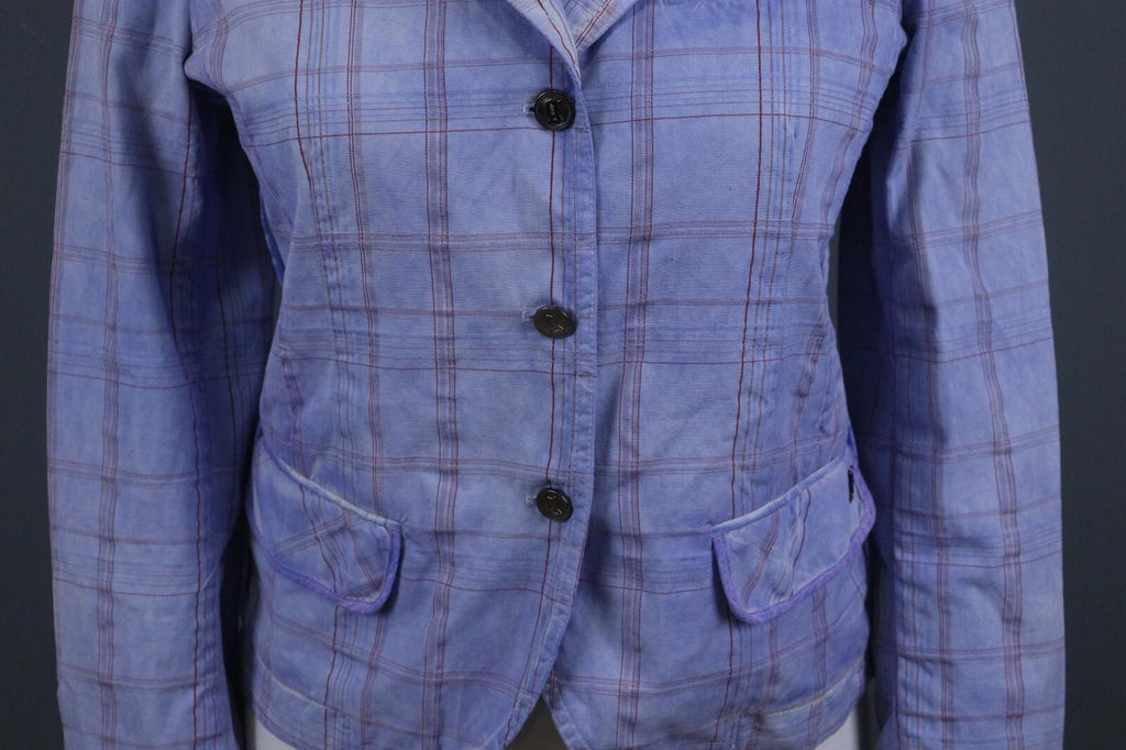 BNWT GALLIANO Blue Check Three Button Blazer Jacket – Size 26 / 40