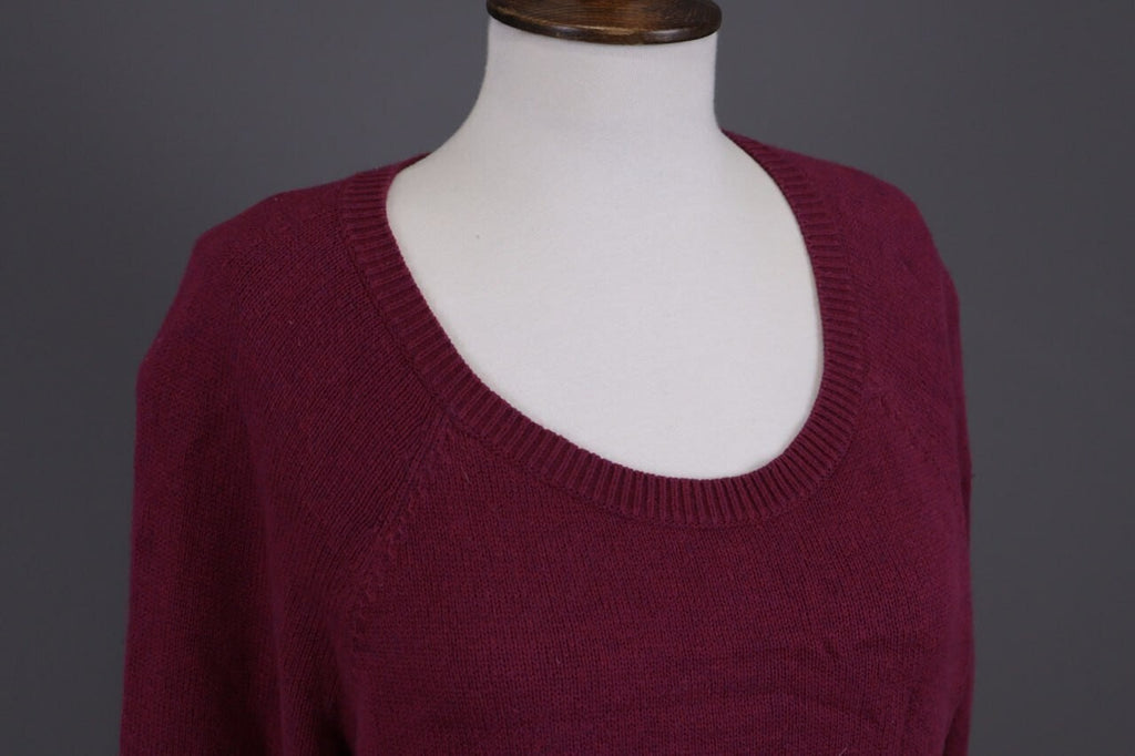 Eileen Fisher Burgubdy Lagenlook Cotton Cashmere Knit Oversized Sweater – Size M