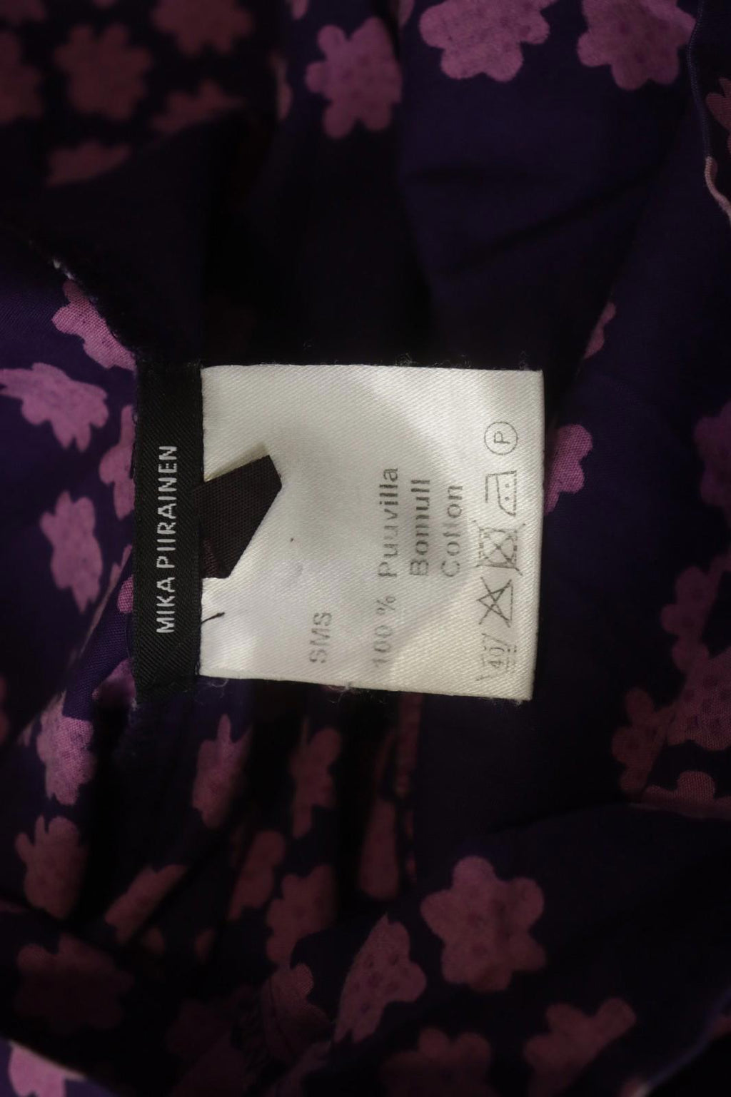 MARIMEKKO Mika Piirainen Purple Floral Cotton Long Sleeve Shift Dress – Size 36