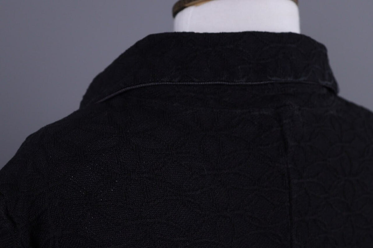 Transit Par Such 392 Black Floral Embroidered Short Sleeve Blouse Shirt Sz 3 / L