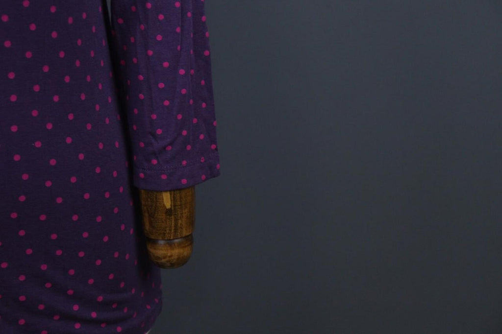 GUDRUN SJODEN Purple Polka Dot Modal Crew Neck Long Sleeve Blouse Top – Size S