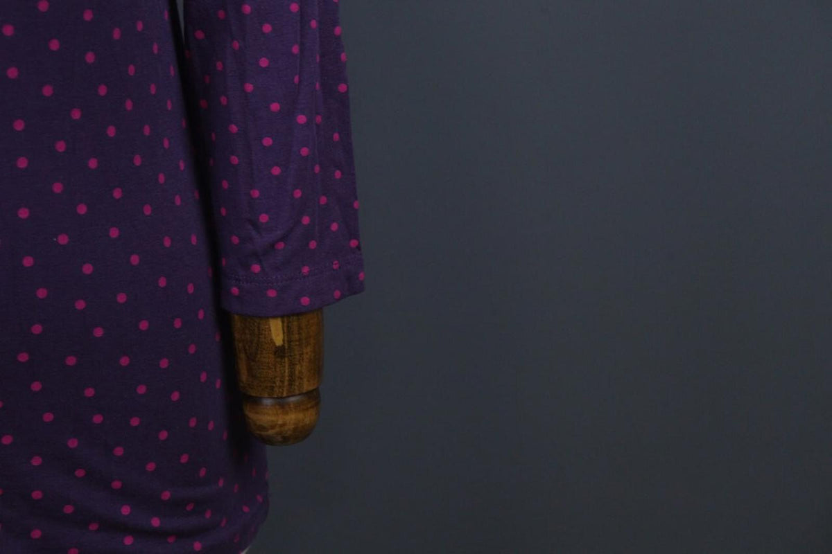 GUDRUN SJODEN Purple Polka Dot Modal Crew Neck Long Sleeve Blouse Top – Size S