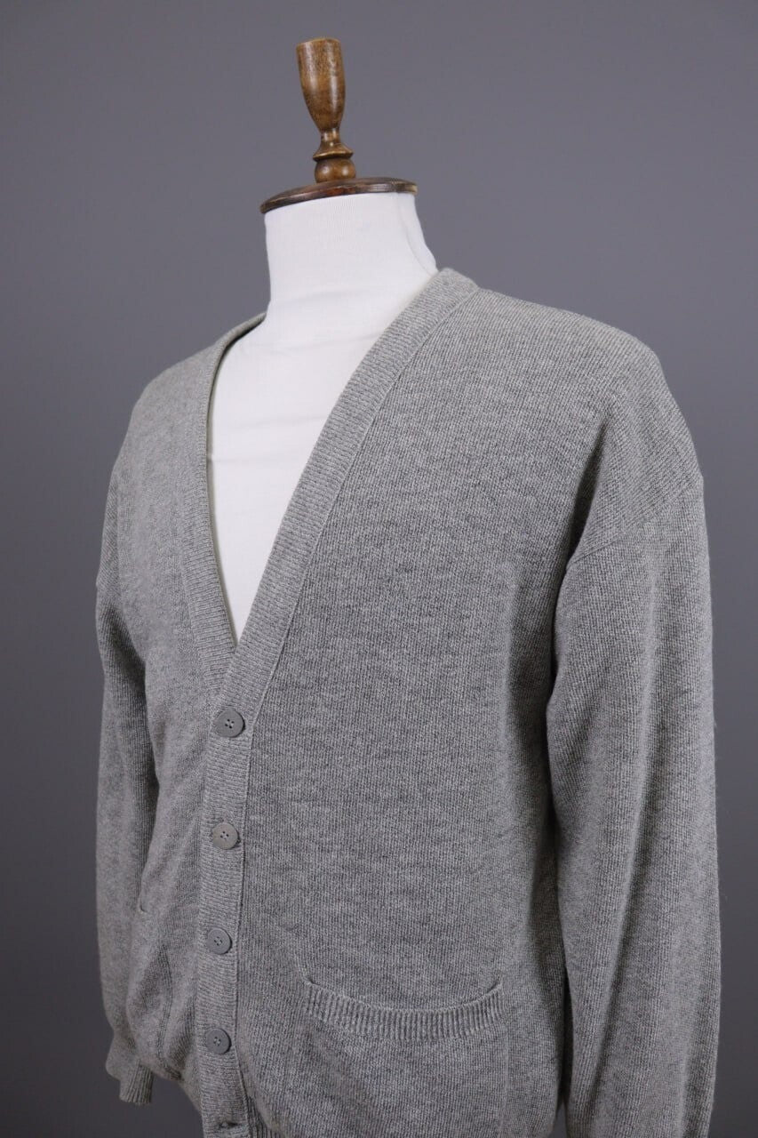 Lacoste Gray Wool Button Down V-Neck Cardigan Sweater – Size 4 / M