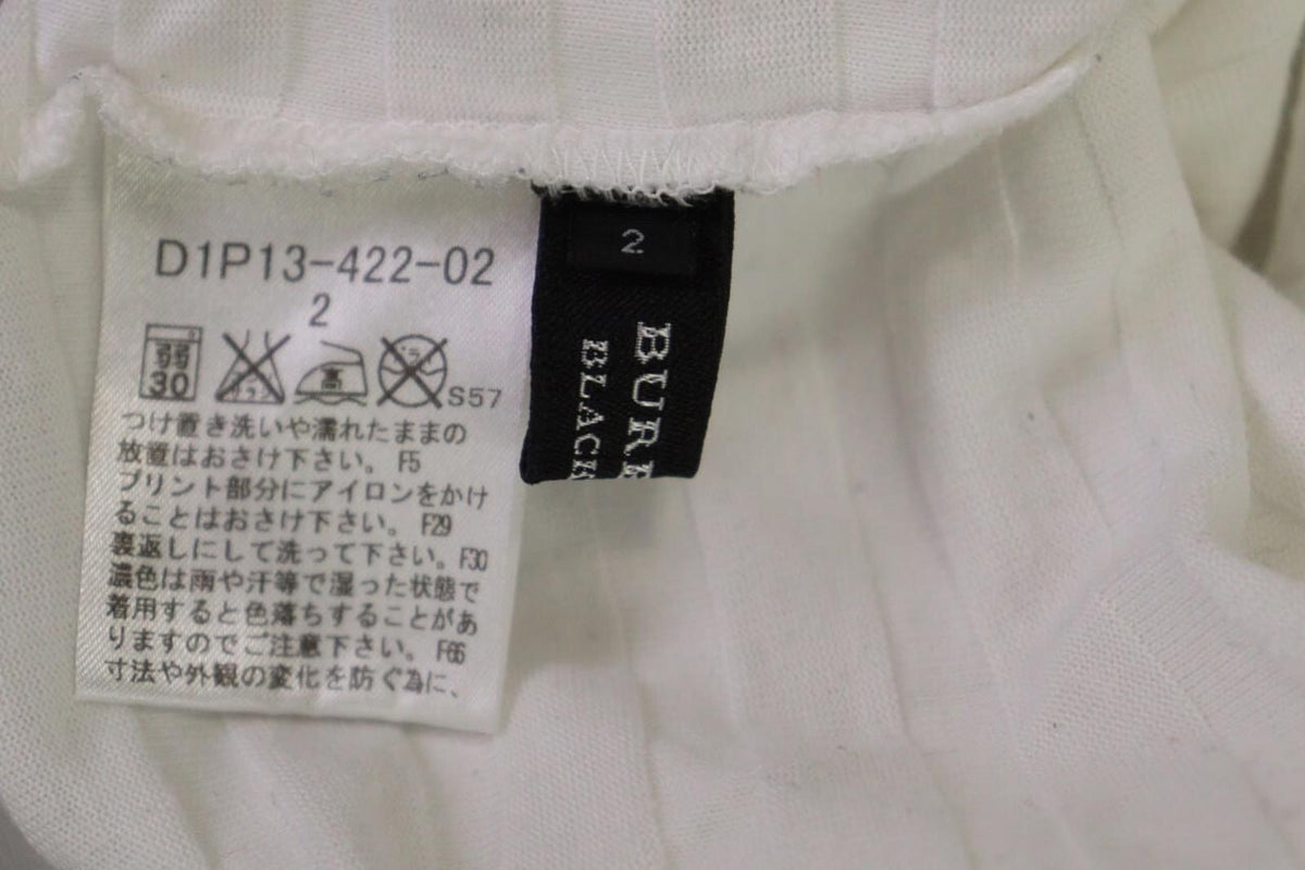 BURBERRY BLACK LABEL Blouse Shirt White Ribbed Long Sleeve – Size 2