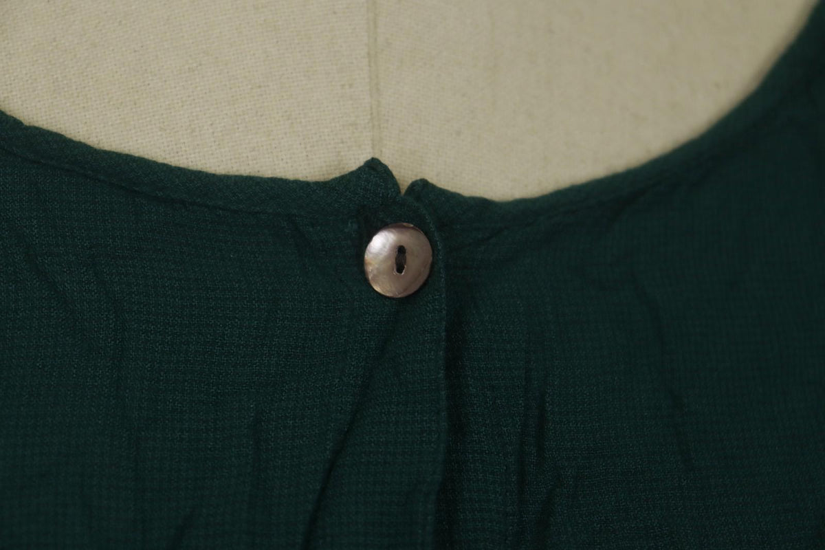 GUDRUN SJODEN Green Viscose Half Sleeve Round Neck Button Front Shirt Top Sz XXL