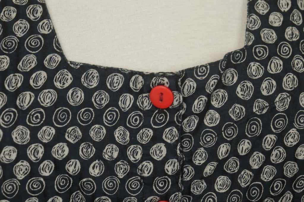 GUDRUN SJODEN Multi Polka Dot Cotton Square Neck Button Front Shirt Dress – Size L