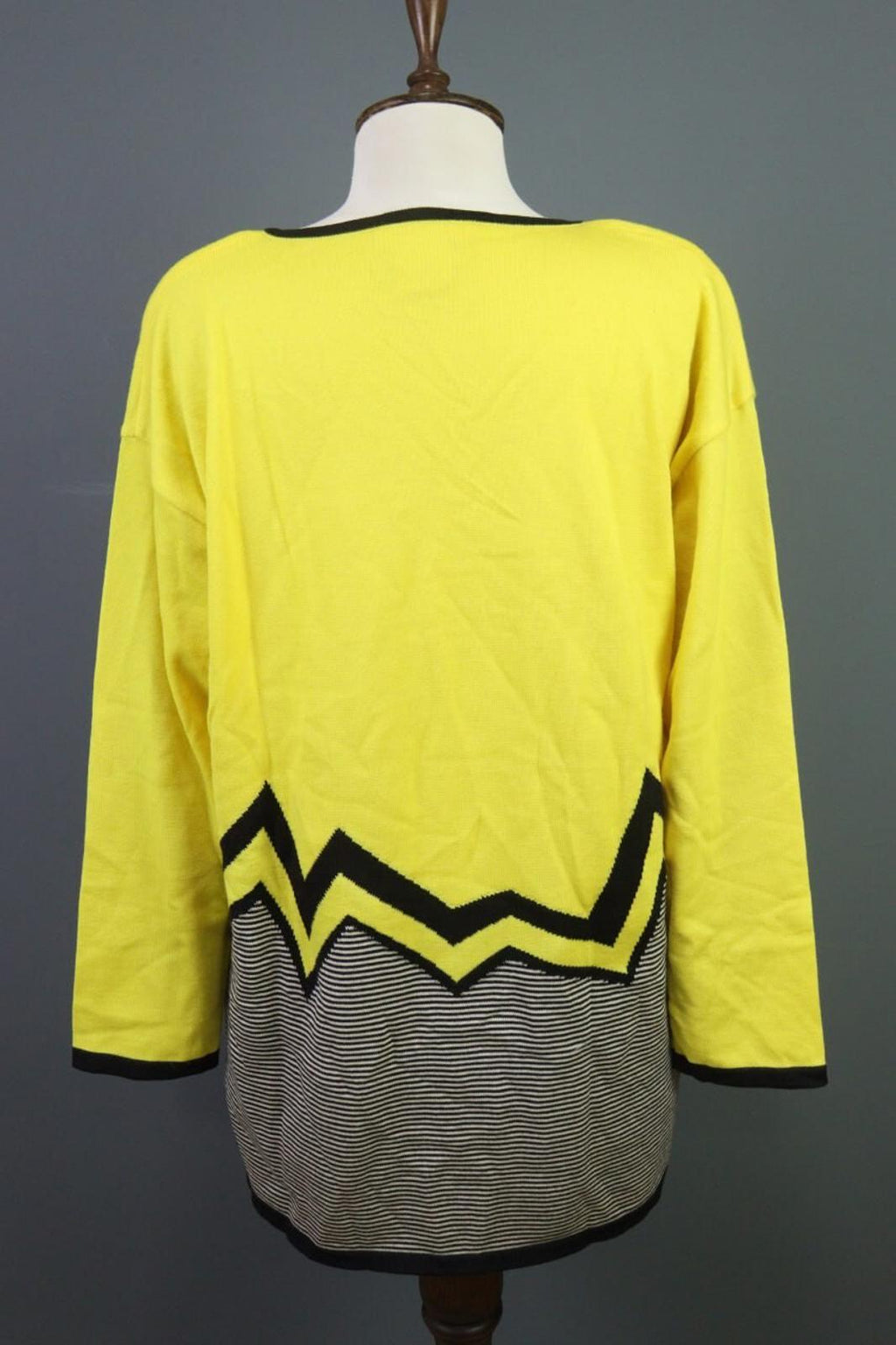 ESCADA Yellow Wool Long Sleeve A-Line Geometric Shift Midi Dress – Size 38