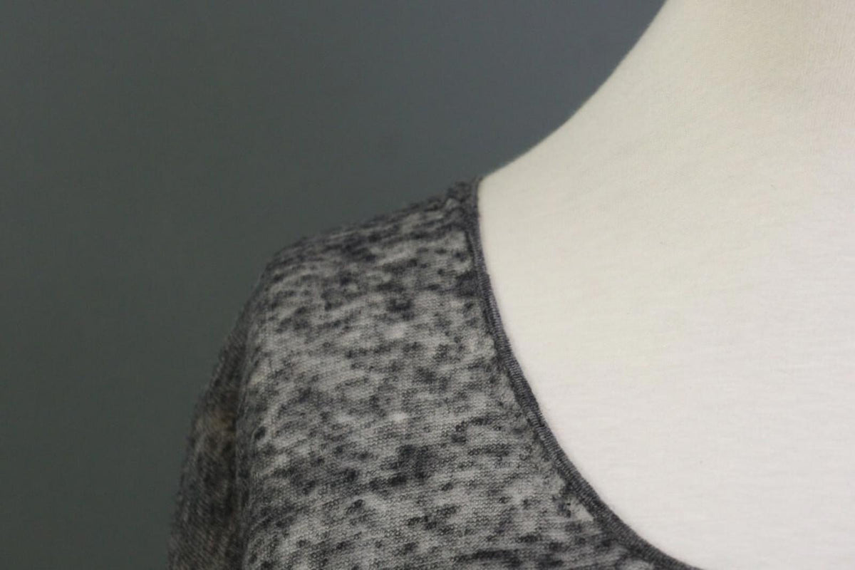 RUNDHOLZ Gray Sheer Lagenlook Relaxed Long Sleeve Blouse Tunic Dress
