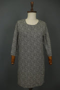 MARIMEKKO MEITIN Black & White Striped Cotton Long Sleeve Shift Dress – Size M