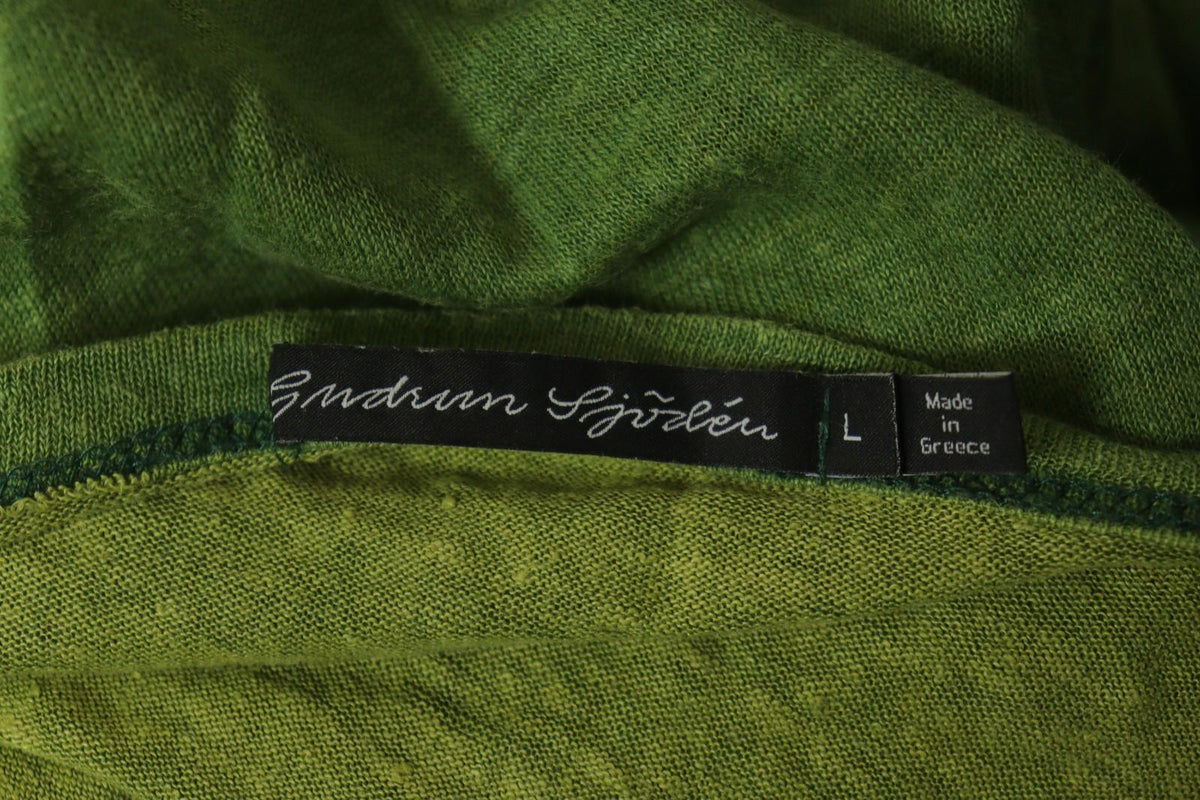 GUDRUN SJODEN Green Linen Long Sleeve Round Neck Button Front Shirt Top – Size L