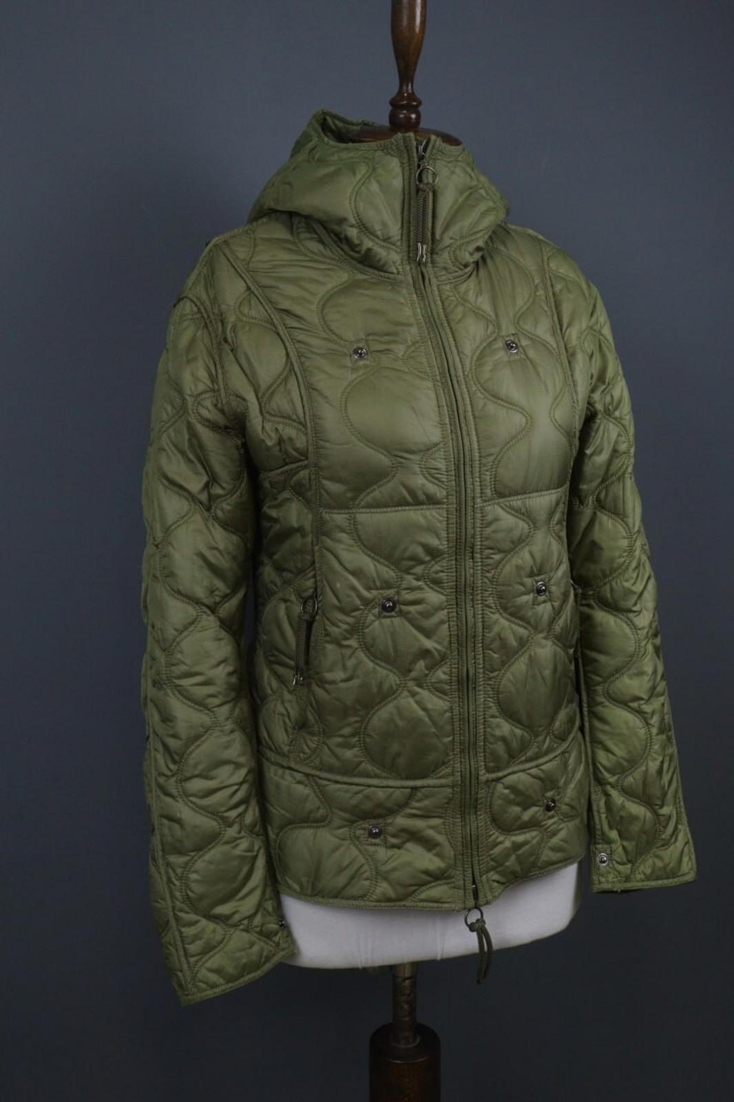 JET SET Green Nylon Long Sleeve Full Zip Snap Button Cuff Quilted Jacket – Size 2