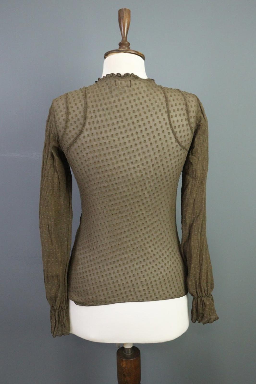 TRANSIT PAR SUCH Brown Mesh Silk Wrape Long Sleeve Top Blouse Shirt – Size 1