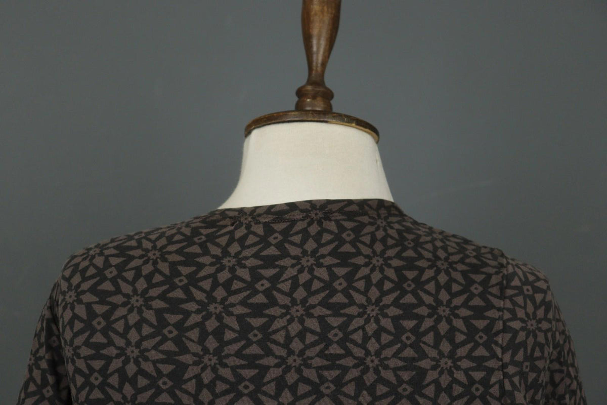 GUDRUN SJODEN Brown Printed Long Sleeve Round Neck Tunic Blouse Top – Size S