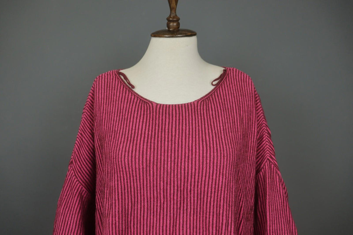 GUDRUN SJODEN Pink 100% Cotton Knit Long Sleeve Round Neck Sweater – Size L/XL
