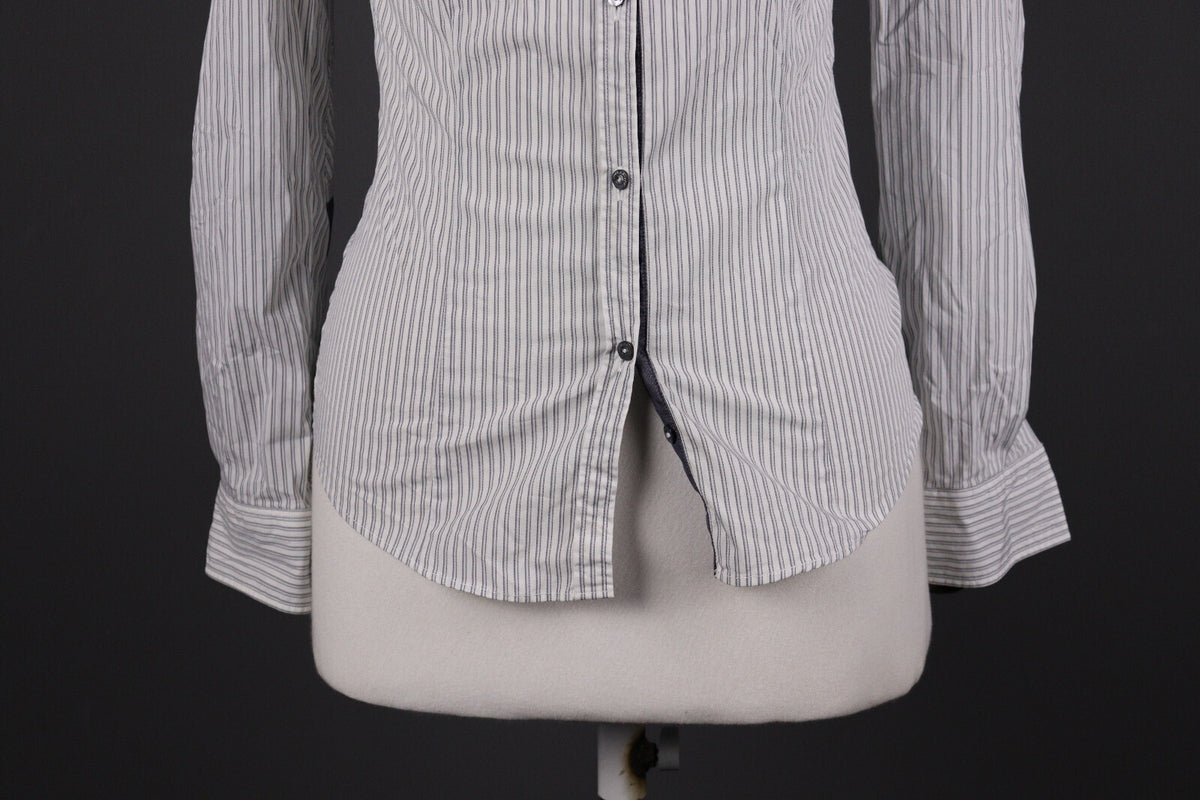 Paul & Shark Yachting Stretch White Stripe Long Sleeve Blouse Shirt – Size 40