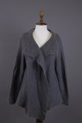 GUDRUN SJODEN Gray Ribbed Mohair Wool Cape Wrape Cardigan Sweater – Size XL